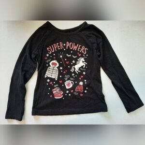 Kids Long Sleeve 'Super Powers' Black Shirt